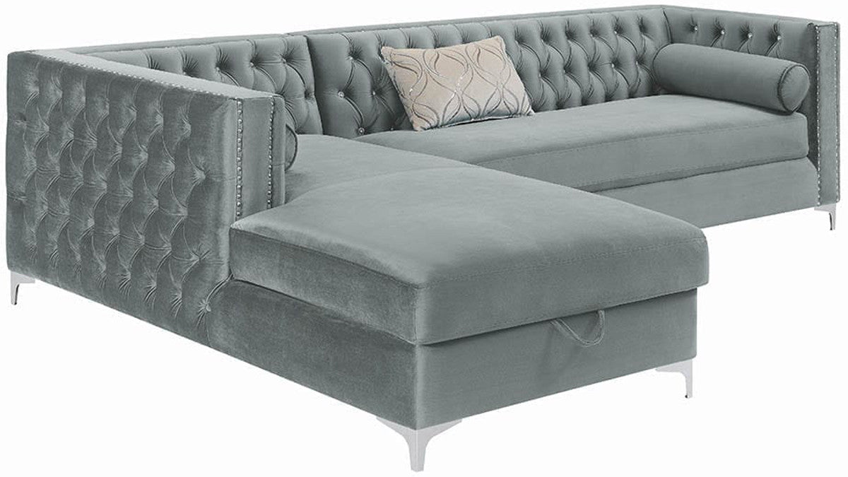 EMILY Silver 107" Wide Sectional with Hidden Storage