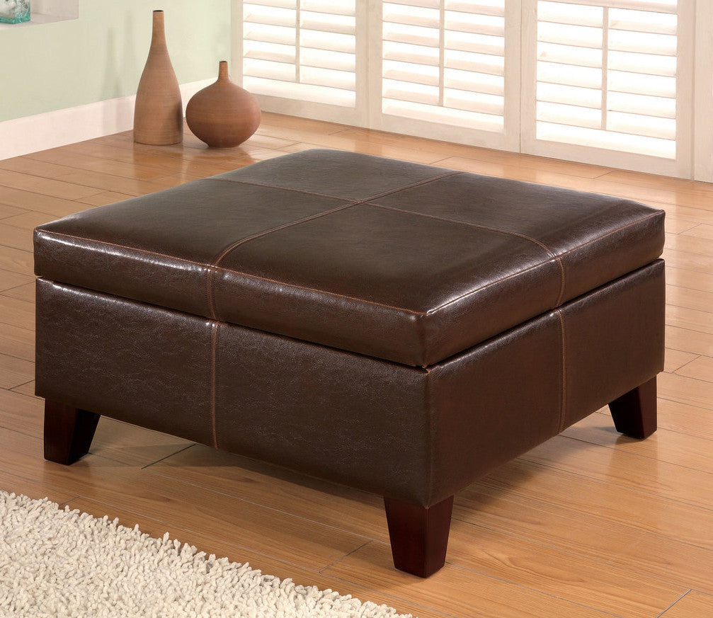 ESSMORE 28" Wide Brown Storage Ottoman