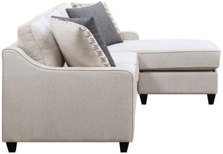EVANGELINE Cream 91" Wide Reversible Sectional with Storage Chaise (RTA)