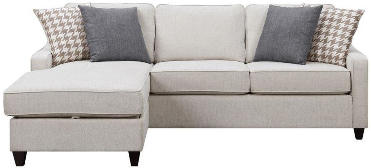 EVANGELINE Cream 91" Wide Reversible Sectional with Storage Chaise (RTA)