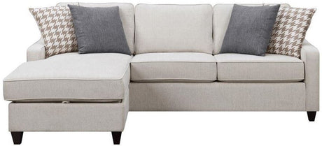 EVANGELINE Cream 91" Wide Reversible Sectional with Storage Chaise (RTA)