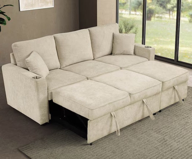 EVERLAND Gray 82" Wide Sectional with Pull-Out Sleeper
