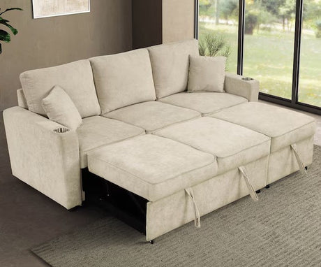EVERLAND Gray 82" Wide Sectional with Pull-Out Sleeper