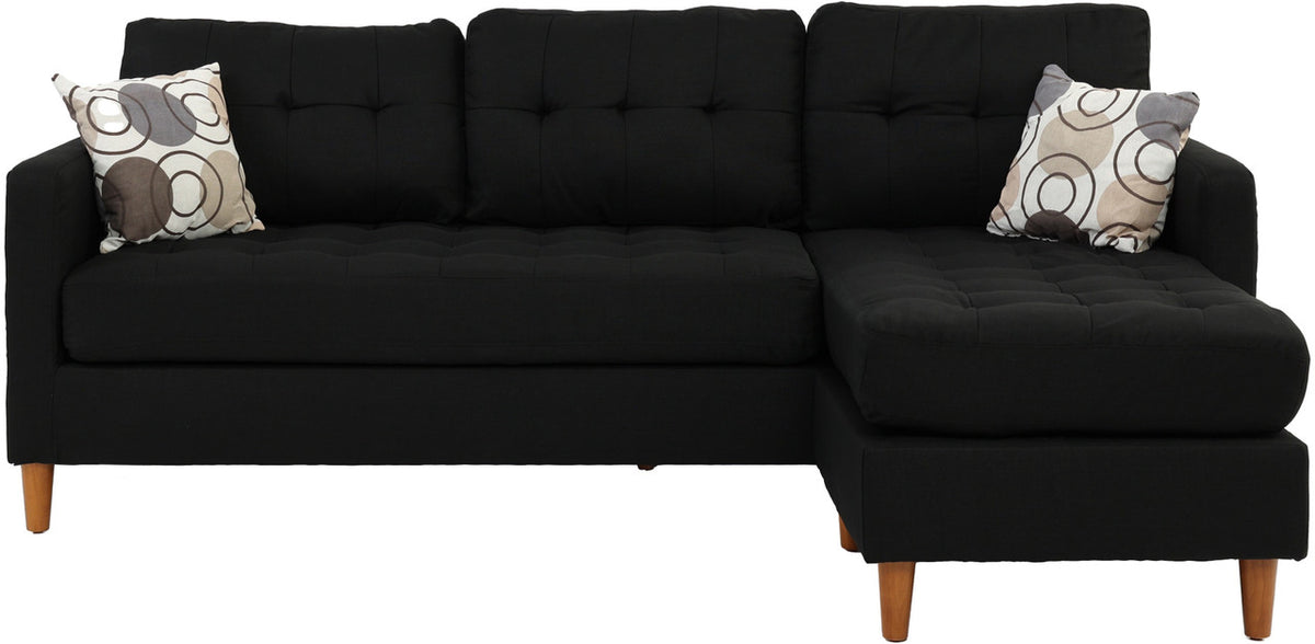 FABIOS Black Linen 86" Wide Reversible Sectional