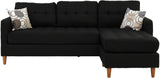 FABIOS Black Linen 86" Wide Reversible Sectional