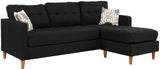 FABIOS Black Linen 86" Wide Reversible Sectional