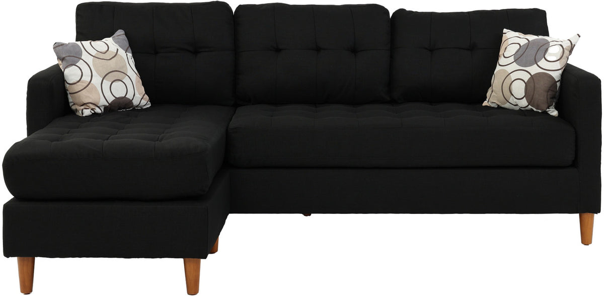 FABIOS Black Linen 86" Wide Reversible Sectional