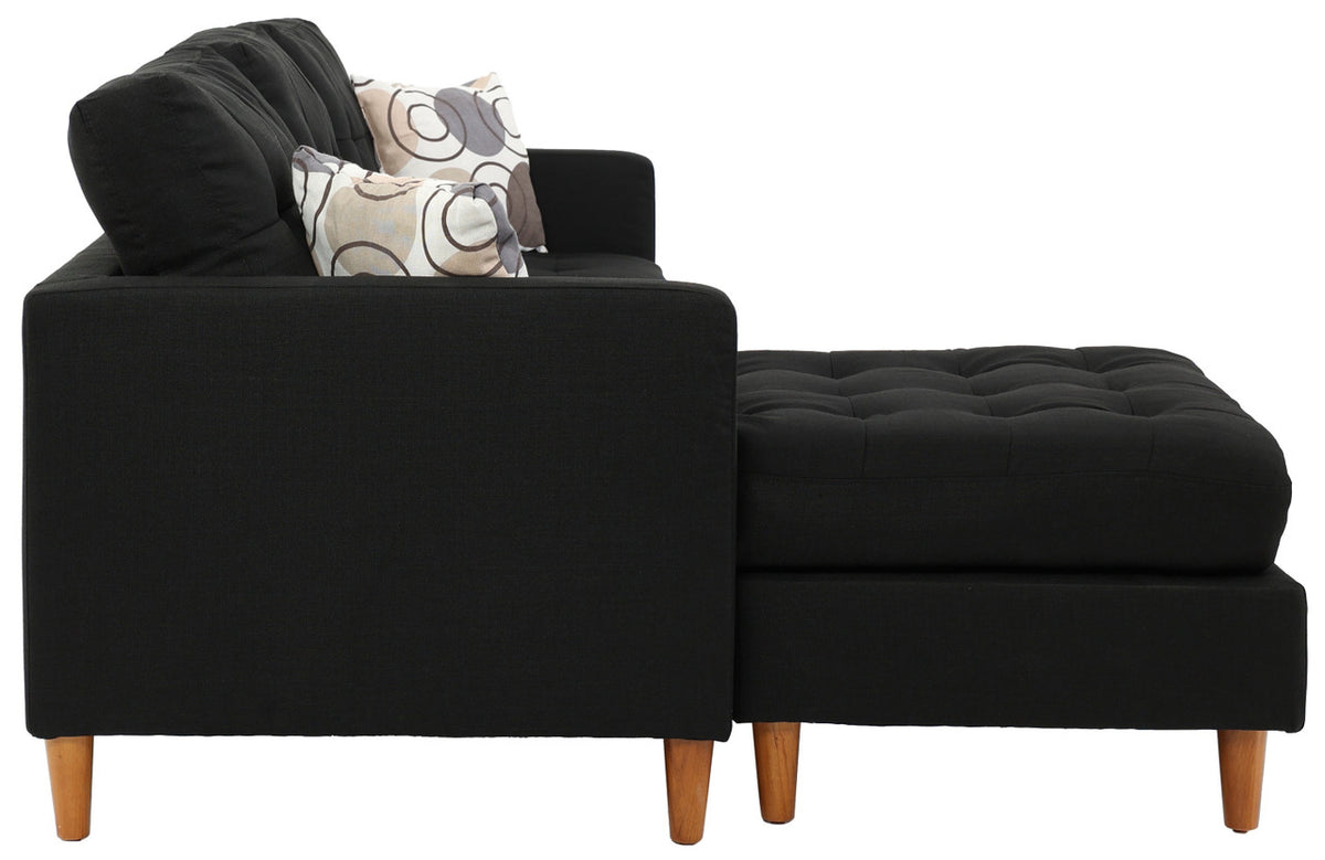 FABIOS Black Linen 86" Wide Reversible Sectional