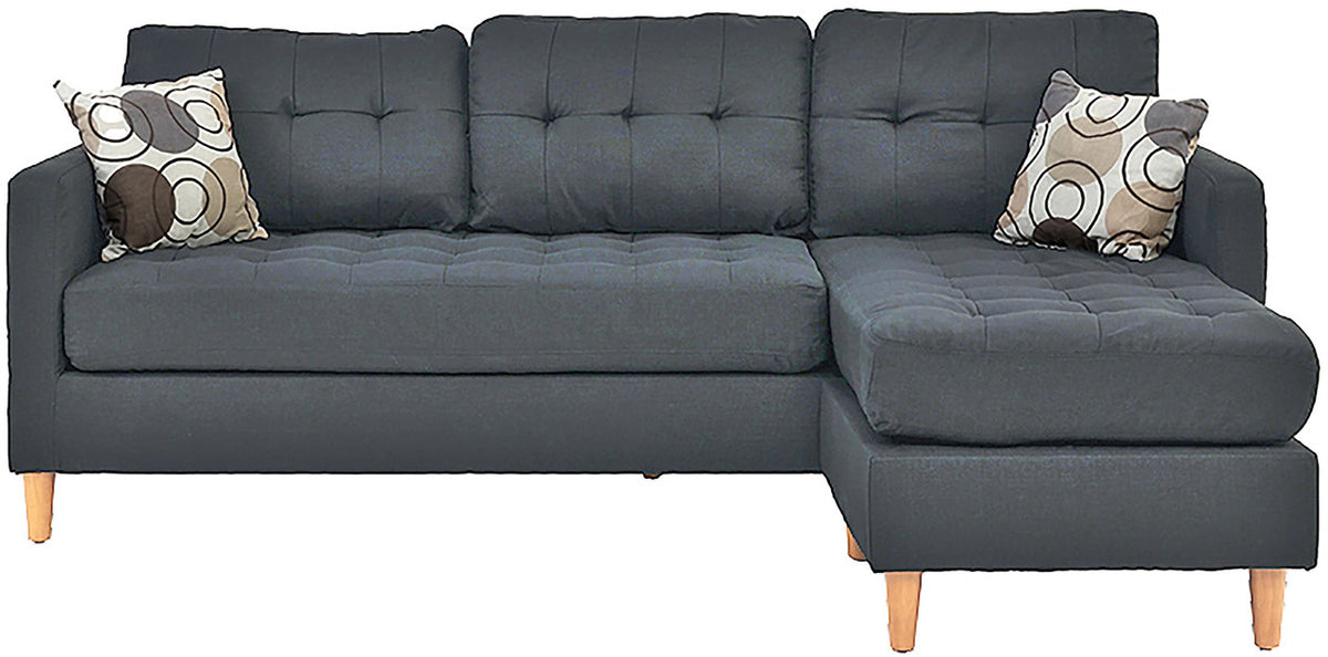 FABIOS Blue Gray Linen 86" Wide Reversible Sectional