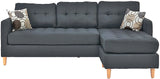 FABIOS Blue Gray Linen 86" Wide Reversible Sectional