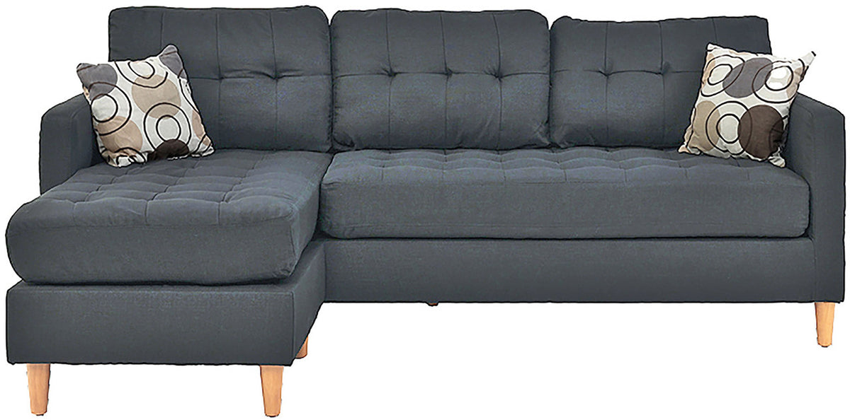 FABIOS Blue Gray Linen 86" Wide Reversible Sectional