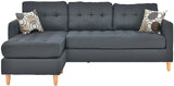 FABIOS Blue Gray Linen 86" Wide Reversible Sectional