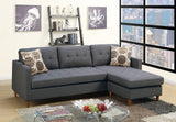 FABIOS Blue Gray Linen 86" Wide Reversible Sectional