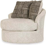 FAIRVIEW Beige Chunky Chenille 45" Wide x 37" Height Swivel Accent Chair