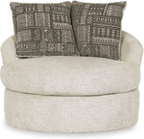FAIRVIEW Beige Chunky Chenille 45" Wide x 37" Height Swivel Accent Chair