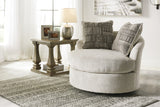 FAIRVIEW Beige Chunky Chenille 45" Wide x 37" Height Swivel Accent Chair