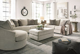 FAIRVIEW Beige Chunky Chenille 48" x 26" Oversized Ottoman