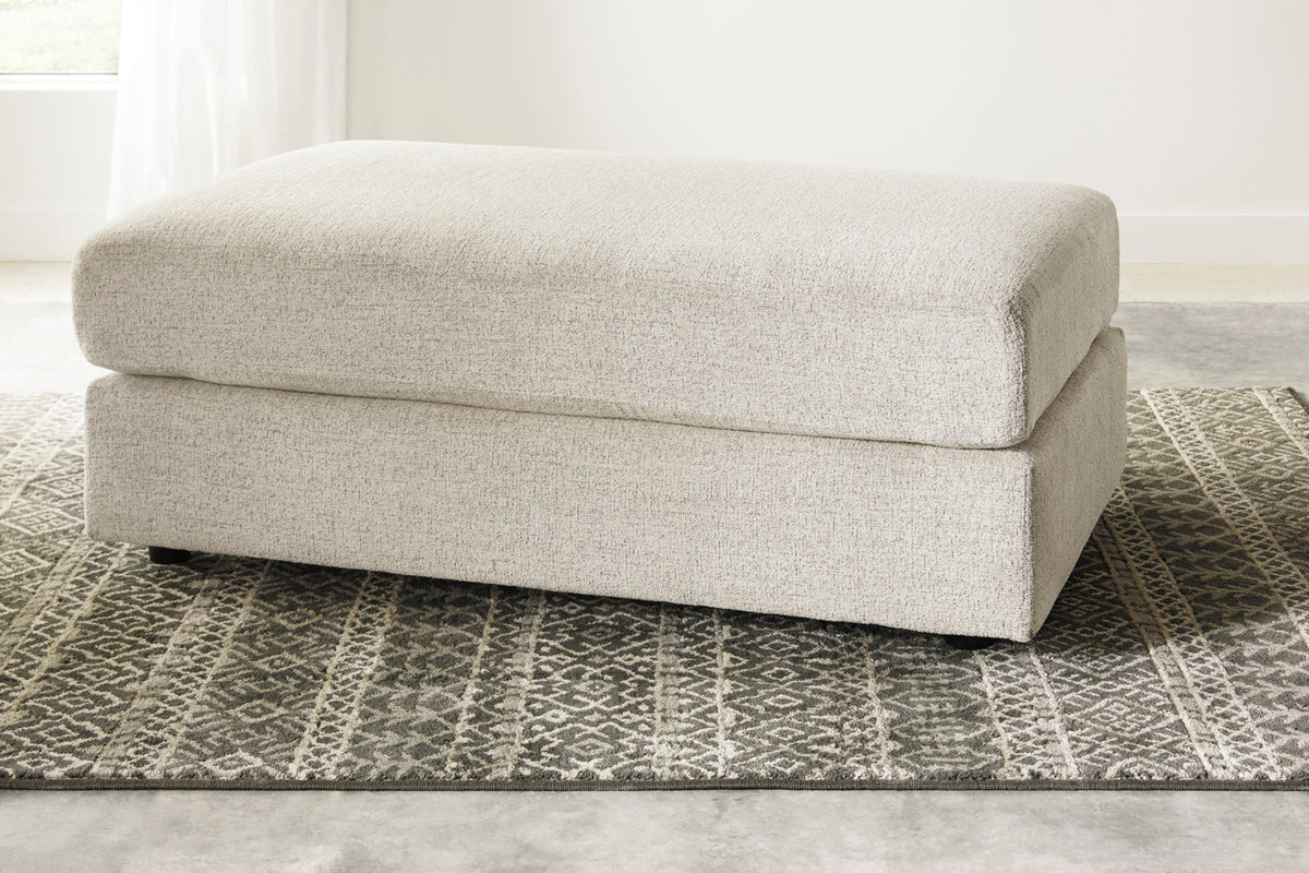 FAIRVIEW Beige Chunky Chenille 48" x 26" Oversized Ottoman