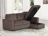 FARAH Brown 93" Wide Reversible Corduroy Sectional with Pull-Out Sleeper & Storage