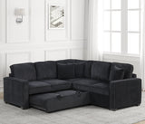FAZIOLI Black Corduroy 84" x 84" Sectional with Pull-Out Sleeper
