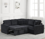 FAZIOLI Black Corduroy 84" x 84" Sectional with Pull-Out Sleeper