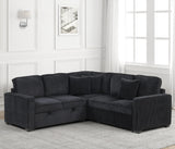 FAZIOLI Black Corduroy 84" x 84" Sectional with Pull-Out Sleeper