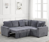 FAZIOLI Gray Corduroy 84" x 84" Sectional with Pull-Out Sleeper