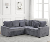 FAZIOLI Gray Corduroy 84" x 84" Sectional with Pull-Out Sleeper