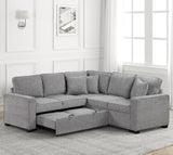 FAZIOLI Gray Polyester 84" x 84" Sectional with Pull-Out Sleeper