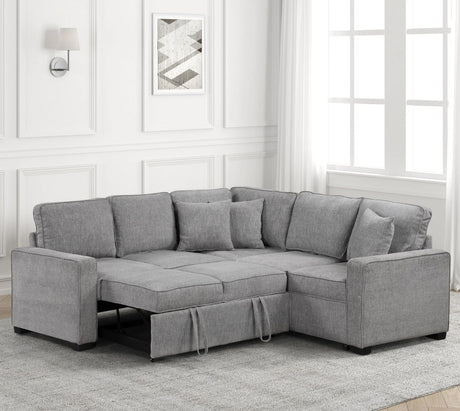 FAZIOLI Gray Polyester 84" x 84" Sectional with Pull-Out Sleeper