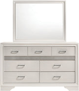 FELIZA White 63" Wide Dresser & Mirror with Hidden Drawers