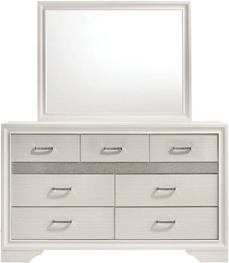 FELIZA White 63" Wide Dresser & Mirror with Hidden Drawers