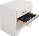 FELIZA White 26" Wide Nightstand with Hidden Drawer