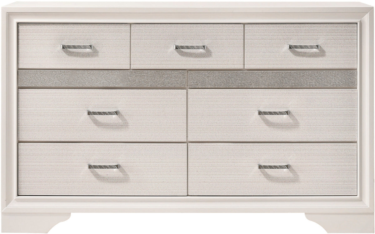 FELIZA White 63" Wide Dresser with Hidden Drawers