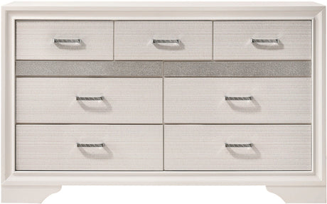 FELIZA White 63" Wide Dresser with Hidden Drawers