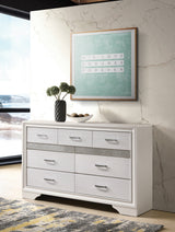 FELIZA White 63" Wide Dresser with Hidden Drawers