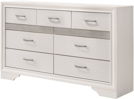 FELIZA White 63" Wide Dresser with Hidden Drawers