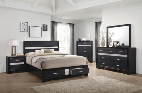 FELIZA Black Bedroom Set with Hidden Drawers