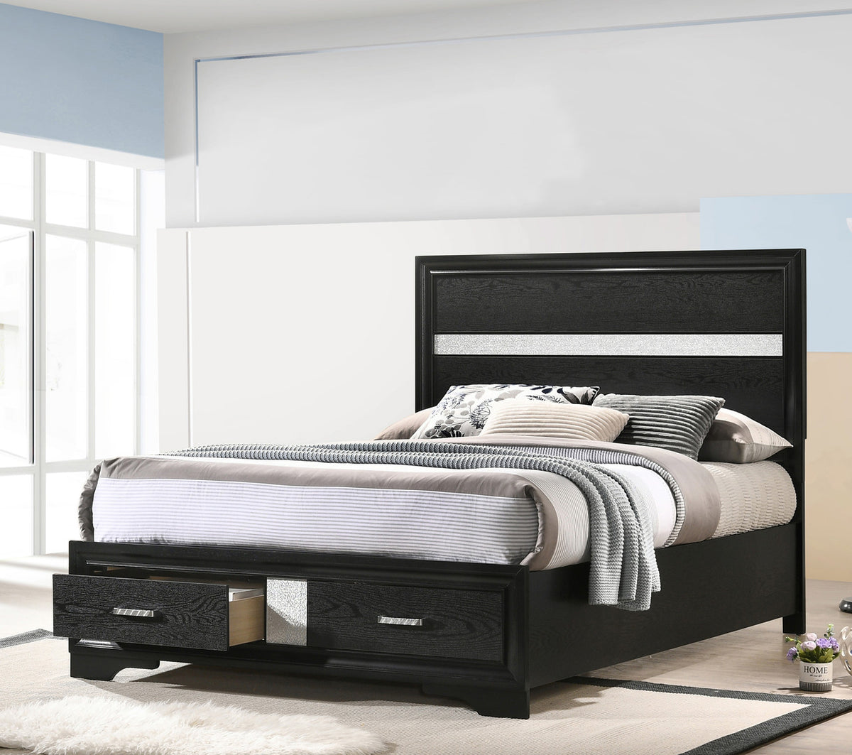FELIZA Black Storage Platform Bed