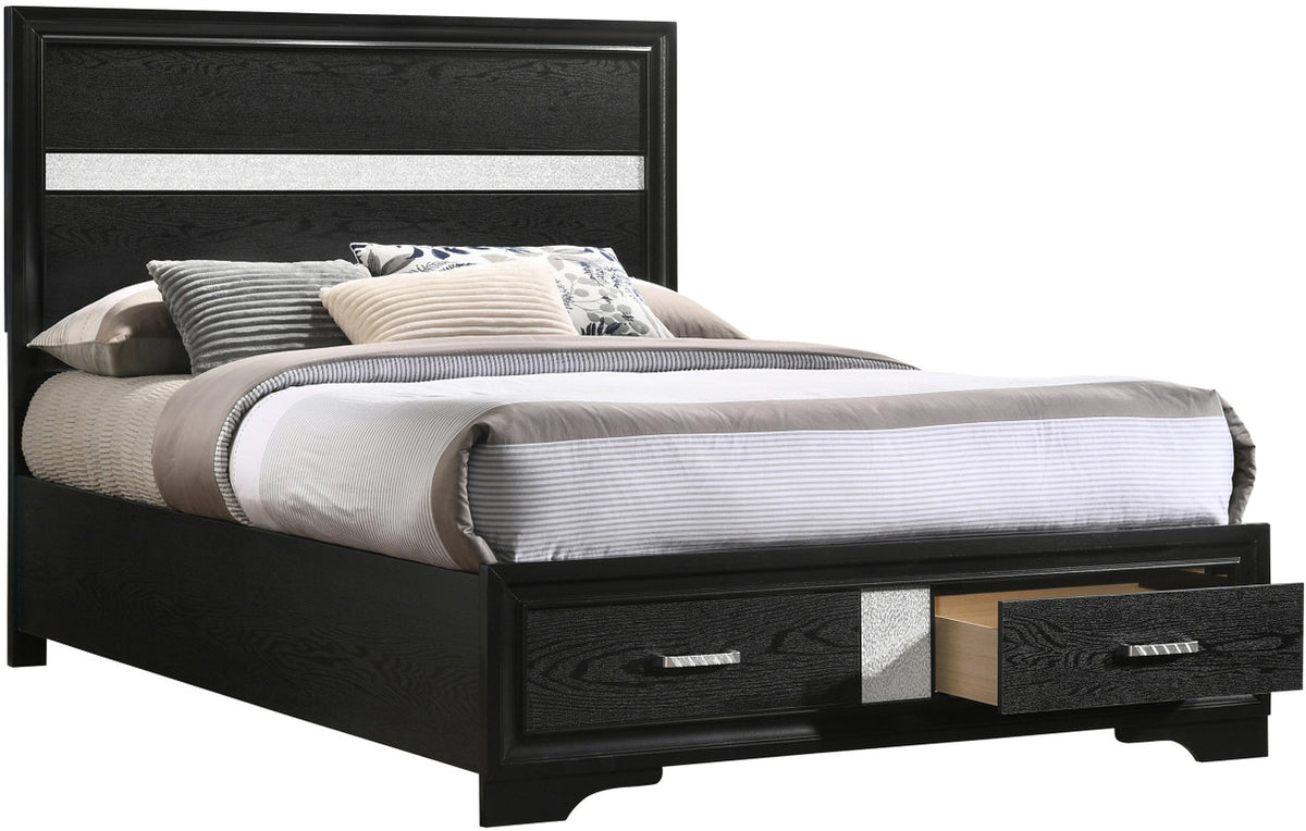 FELIZA Black Bedroom Set with Hidden Drawers