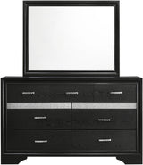 FELIZA Black 63" Wide Dresser & Mirror with Hidden Drawers