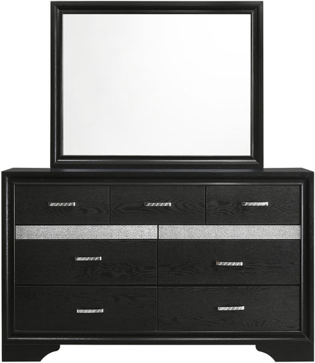 FELIZA Black 63" Wide Dresser & Mirror with Hidden Drawers