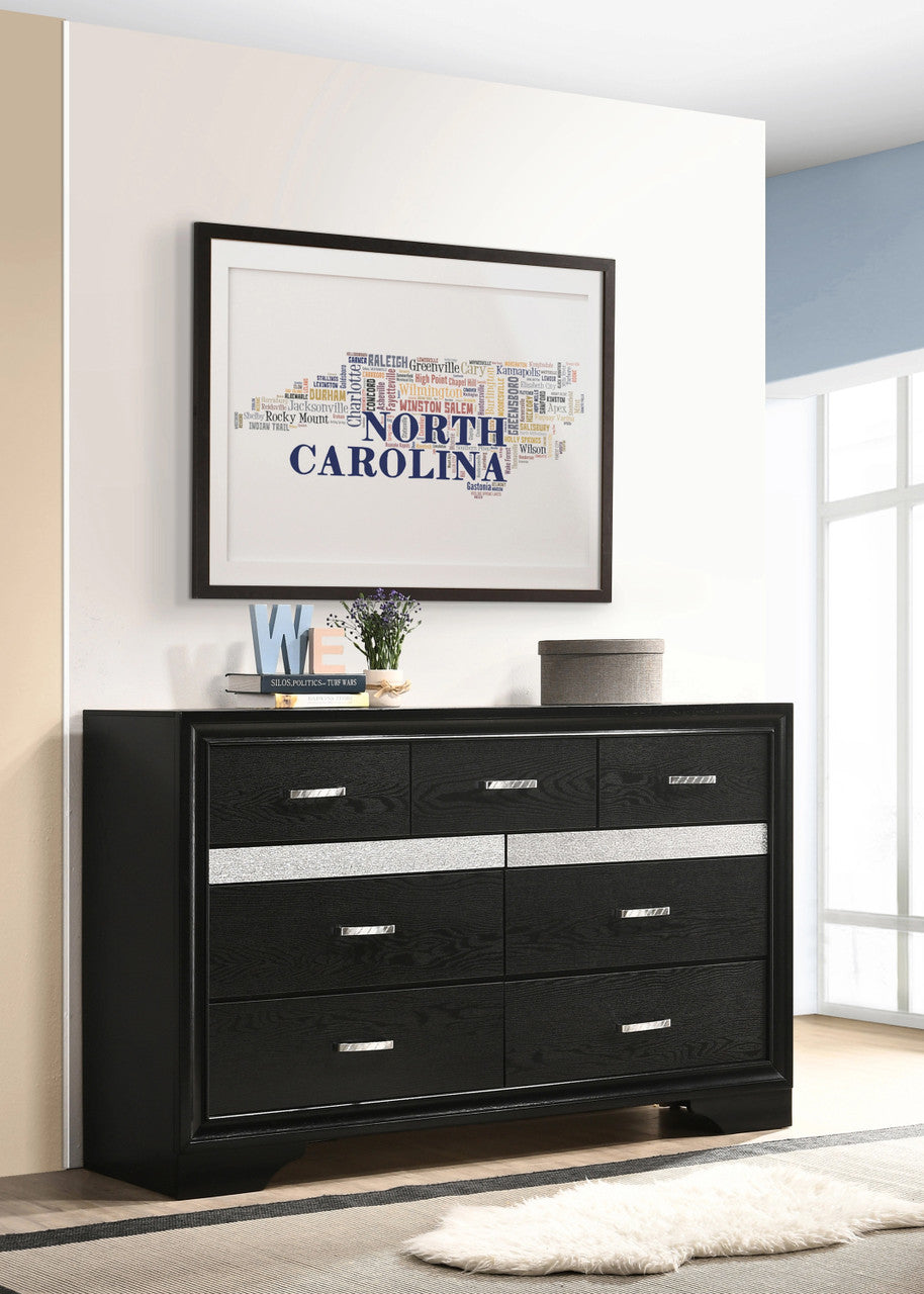 FELIZA Black 63" Wide Dresser with Hidden Drawers