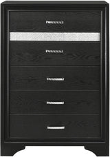 FELIZA Black 34" Wide Chest with Hidden Jewelry Drawers