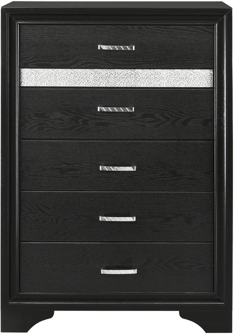 FELIZA Black 34" Wide Chest with Hidden Jewelry Drawers