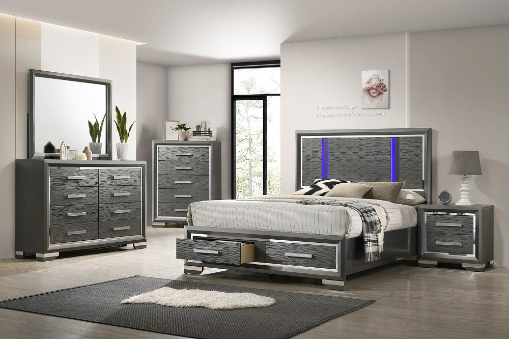 FEREZA Platform Storage Bed with LED's
