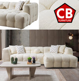 FILLMORE Ivory 112" Wide Boucle/Sherpa Sectional