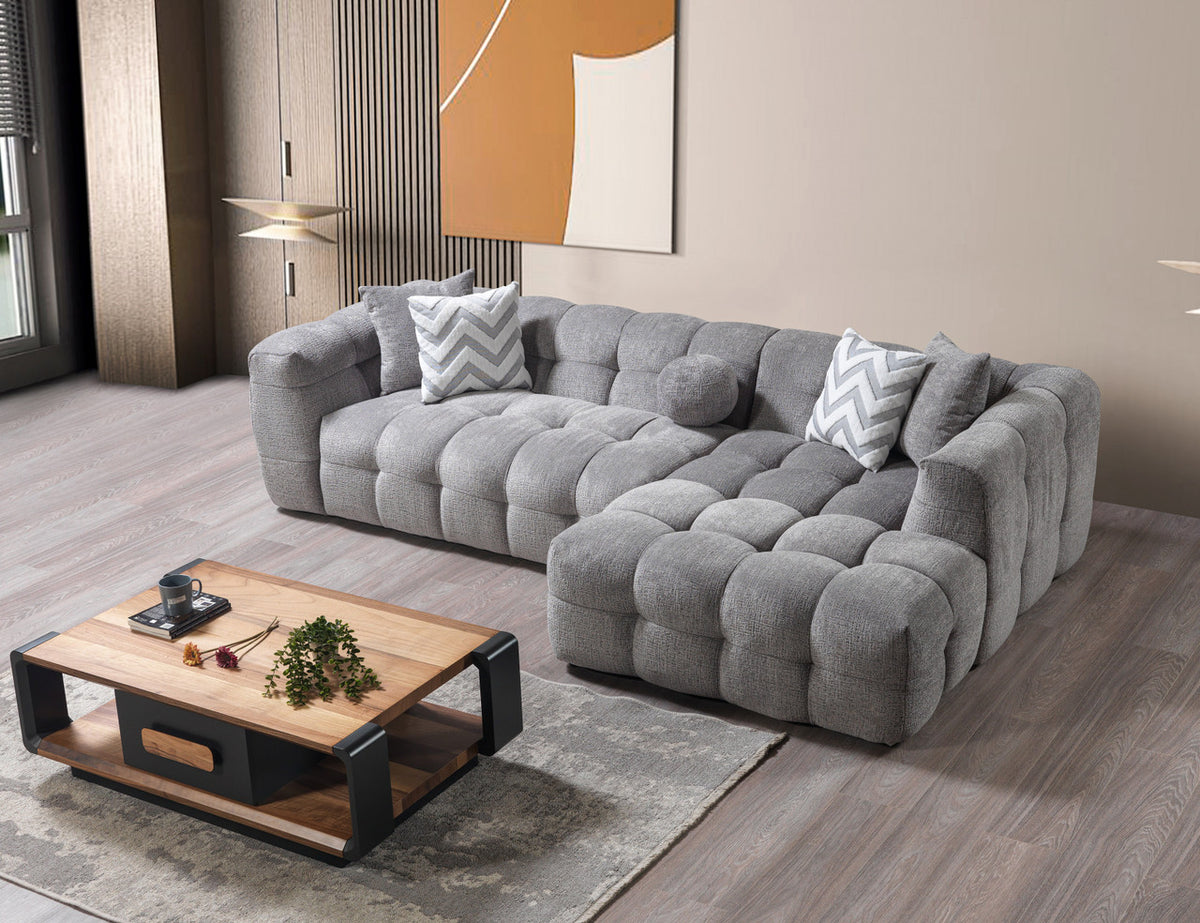 FILLMORE Gray 112" Wide Boucle/Sherpa Sectional