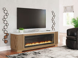 FILMONT Light Brown 80" Wide x 25" Height TV Stand with Fireplace