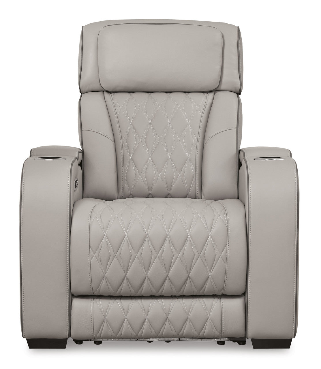 FINEZA Light Gray 100% Leather 39" Wide Power Recliner